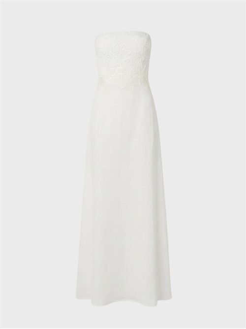 Abito lungo a fascia in lino con pizzo rebrodé ERMANNO SCERVINO | D484Q304ZQRR4815